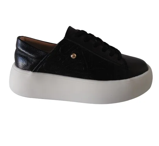 Tenis Tipo Sneakers Con Plataforma Para Mujer CALZADO GUERREROS LF-003 Negro