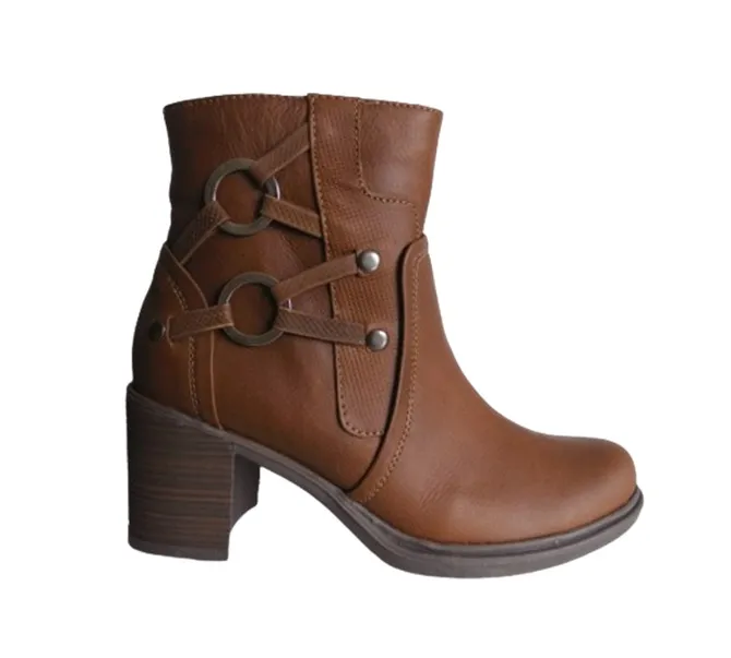 Bota En Cuero Tipo Boho Chic CALZADO GUERREROS EU-1121 CANELA