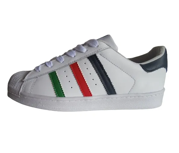 Tenis Clasicos En Cuero CALZADO GUERREROS LT-06 Blanco x Tricolor