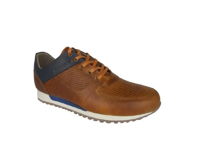 Sneaker Para Hombre En Cuero CALZADO GUERREROS JCR-394 Miel x Azul