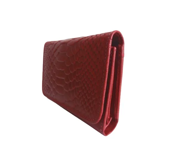 Billetera para Dama en Cuero CALZADO GUERREROS CB-096 PITON ROJO