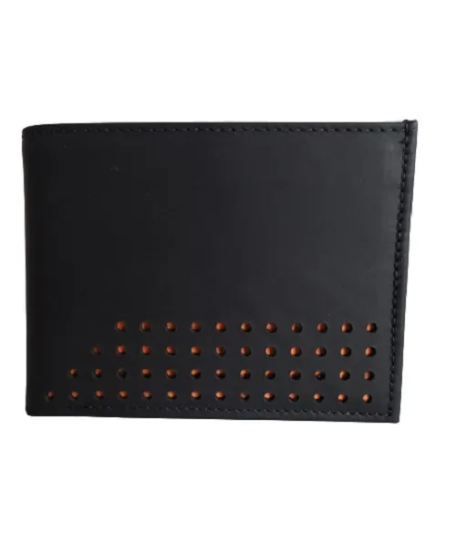 Billetera En Cuero Para Hombre CALZADO GUERREROS JA-027 Negro x Naranja