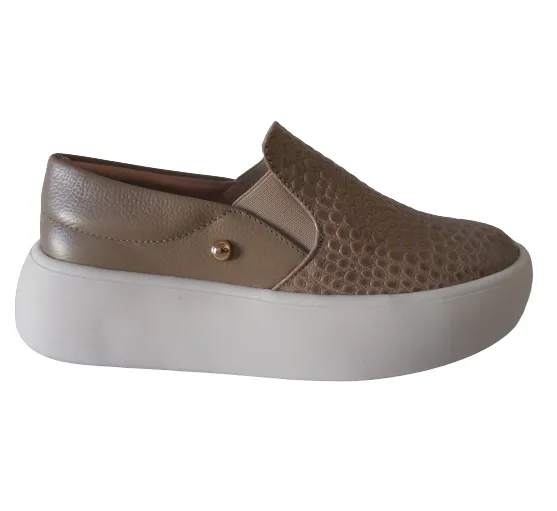 Tenis Slip On Para Mujer CALZADO GUERREROS LF-002 Taupe