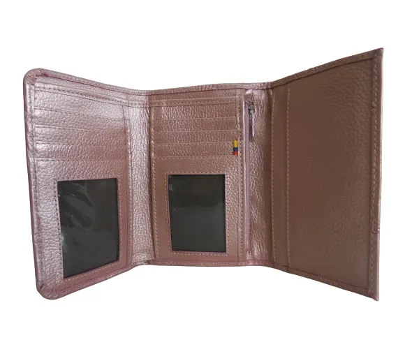 Billetera en Cuero Para Mujer CALZADO GUERREROS CB-095 ORO ROSA MARIPOSAS 