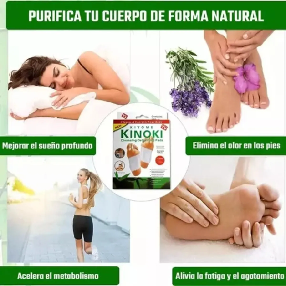 100 Parches Desintoxicantes Kinoki Para Pies Fatiga Cansancio