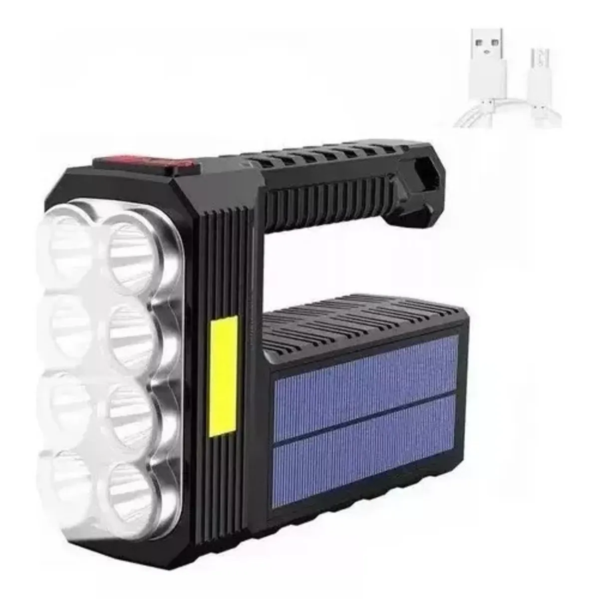 Lampara Led De Mano 8 Led Tactica Solar Recargable Camping Impermeable