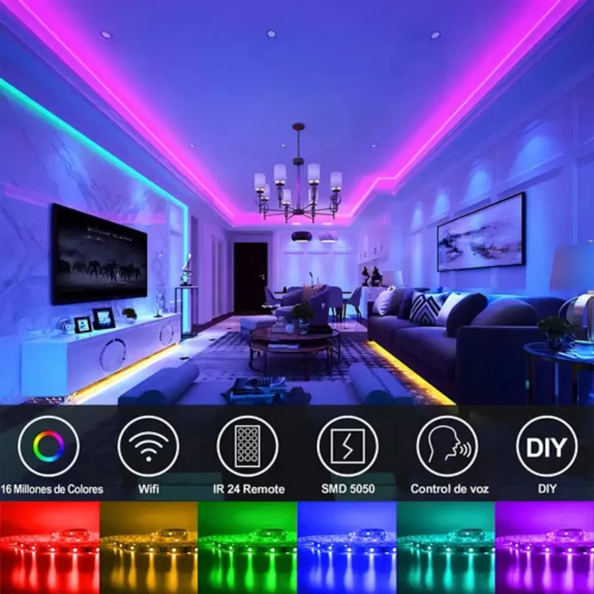 Tira Led Manguera Bluetooth App Silicona Luz Rgb Rítmica Neón + Control 