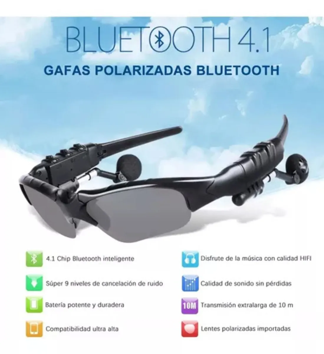 Lentes De Sol Bluetooth Manos Libres Audífonos Inalámbricos