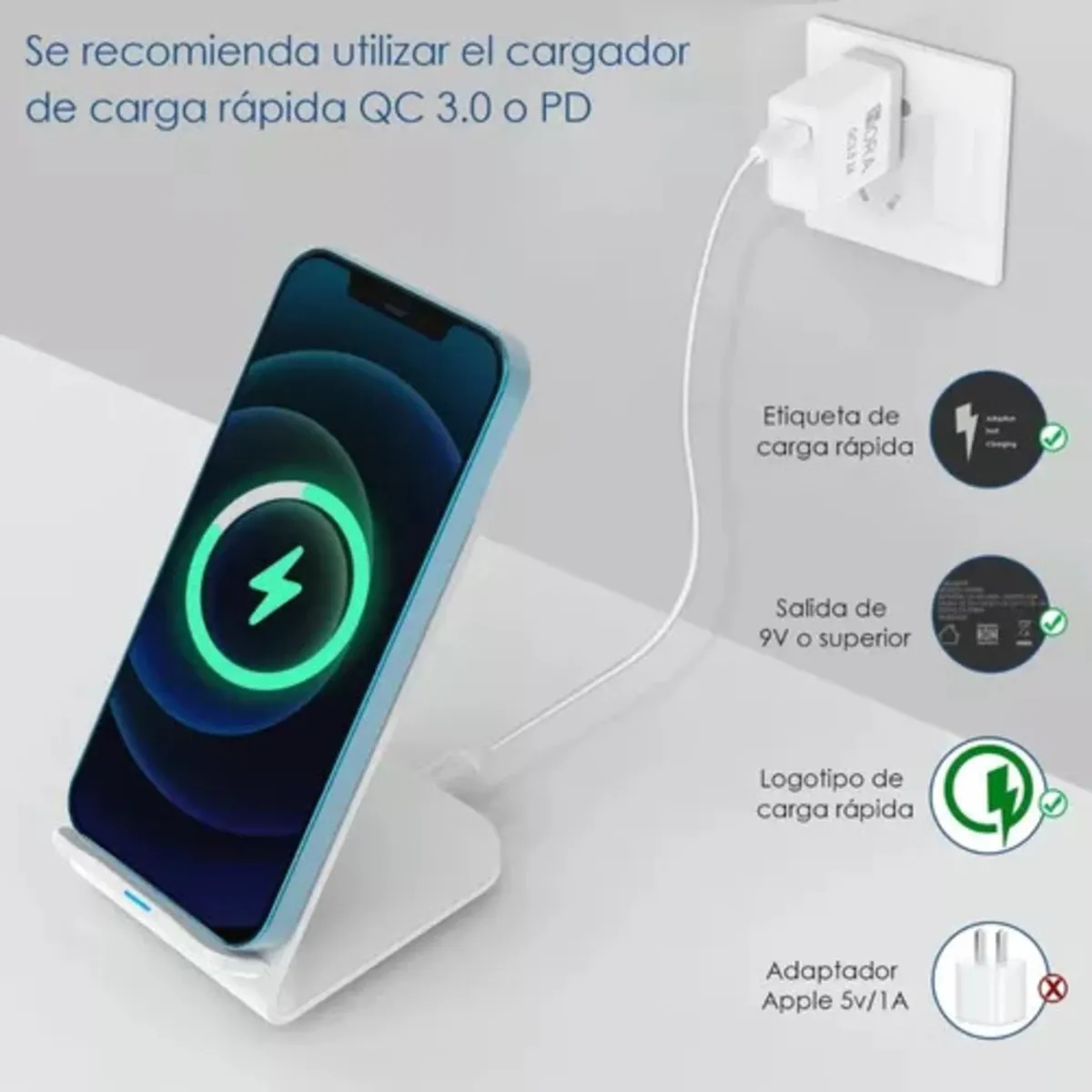 Cargador Inalámbrico Para Celular Portátil Carga Rápida 15 Wats