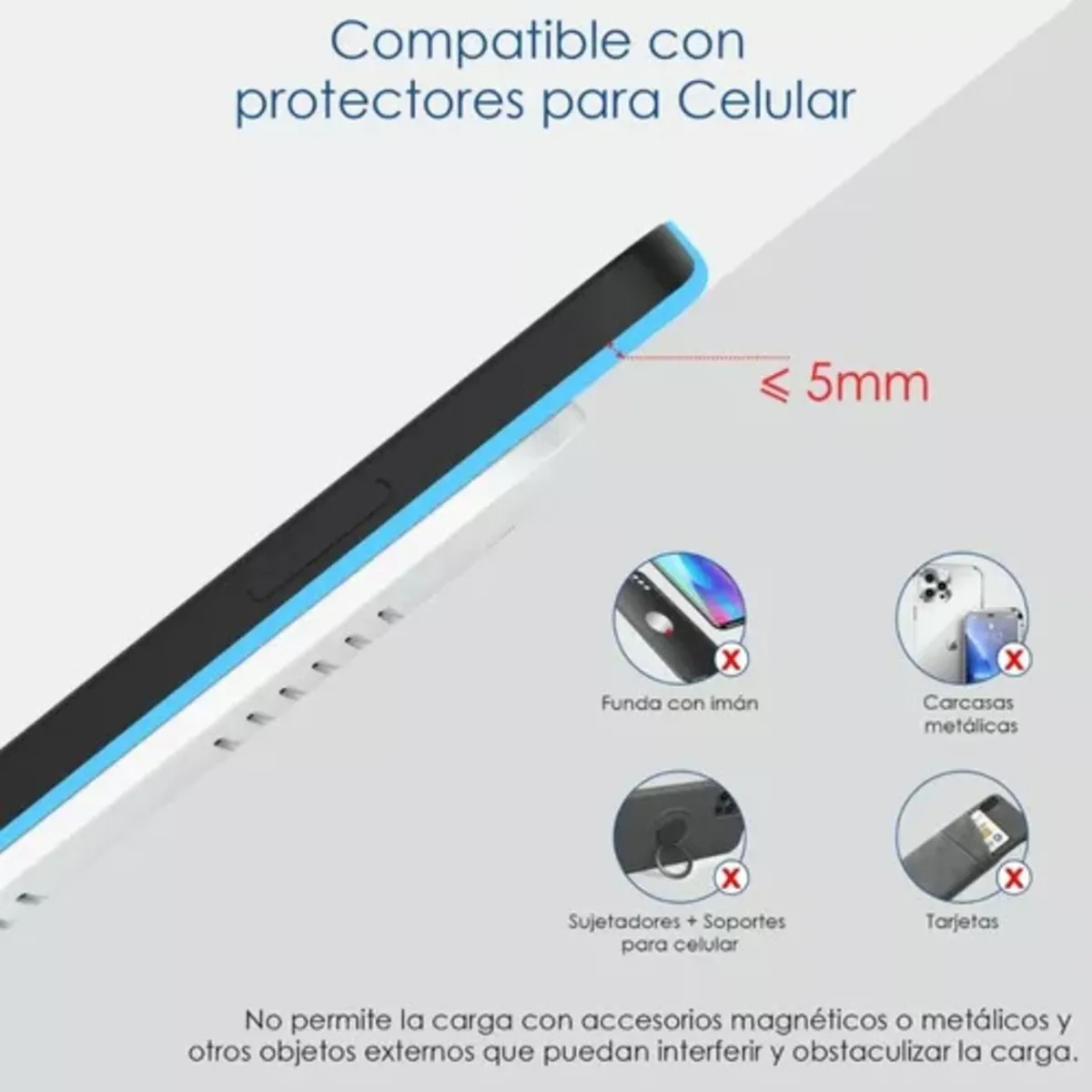 Cargador Inalámbrico Para Celular Portátil Carga Rápida 15 Wats