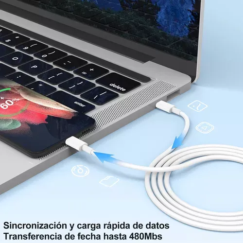 Cable Usb Tipo C A C Carga Rapida Qc 5.0 Datos 1m Macbook