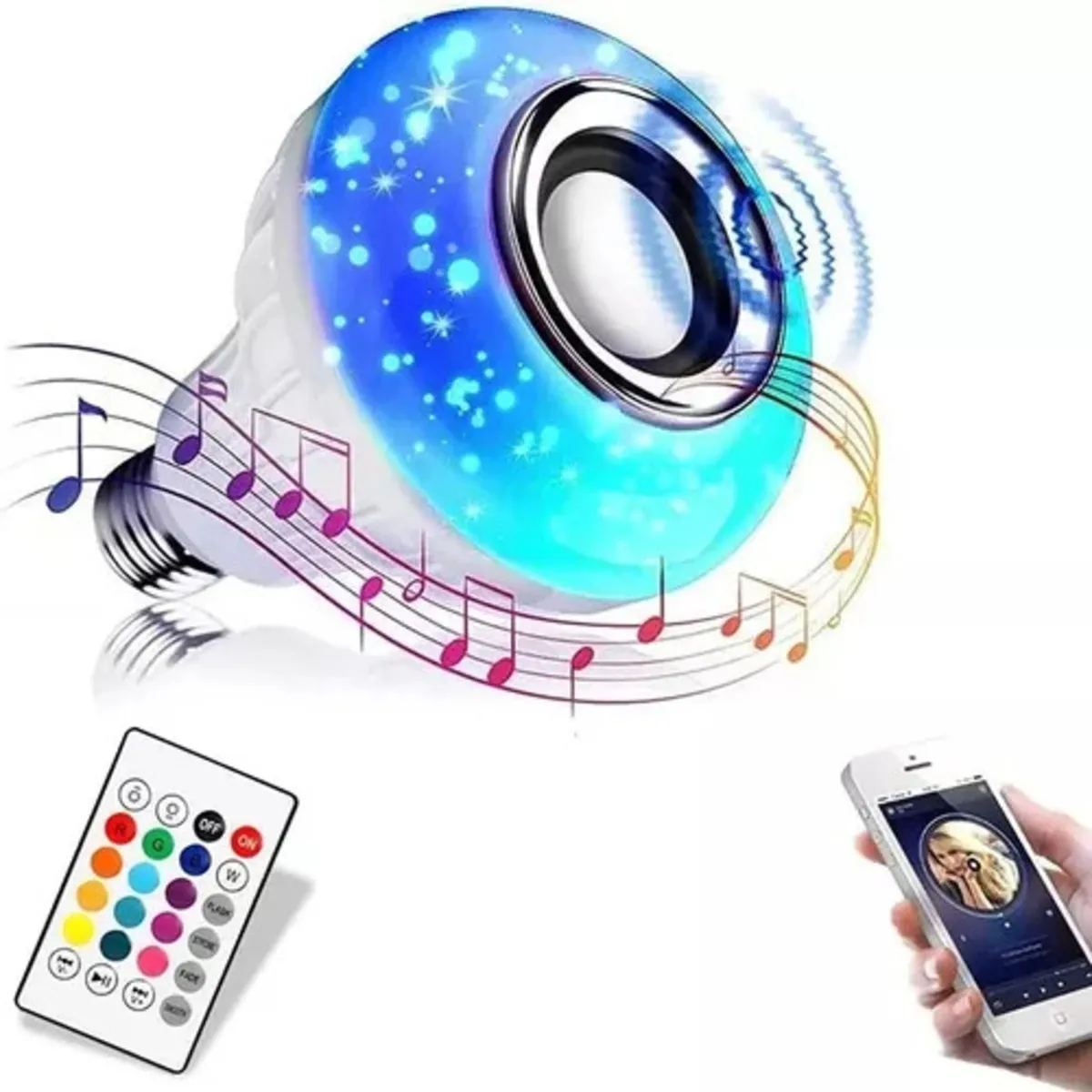 Bombillo Parlante Bluetooth Musica Led Multicolor + Control