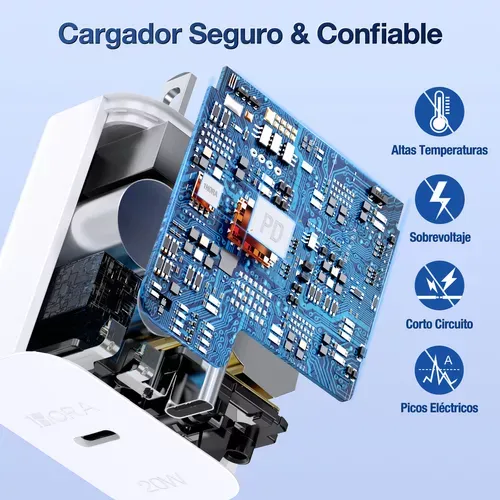 Cargador Tipo C Carga Rápida Pd 20w + Cable Tipo C A Tipo C