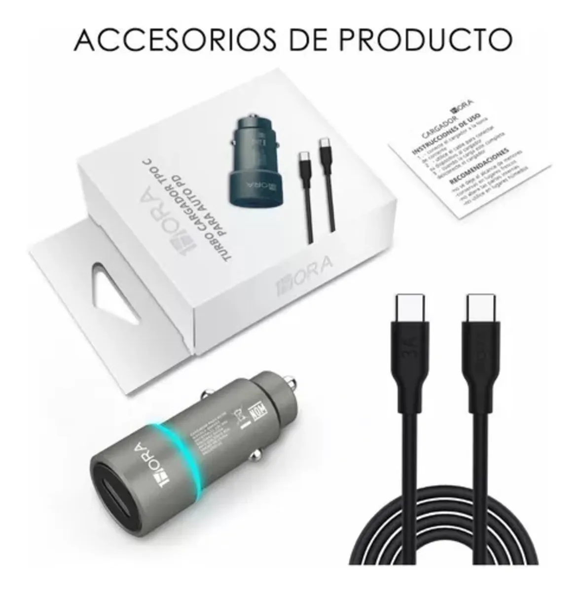 Cargador Carga Rápida 20w Luz Led Auto Carro Para Samsung Xiaomi  Y Mas