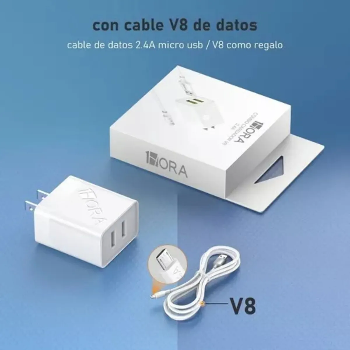 Cargador Carga Rápida Dual 12w Usb Universal + Cable V8 2.4