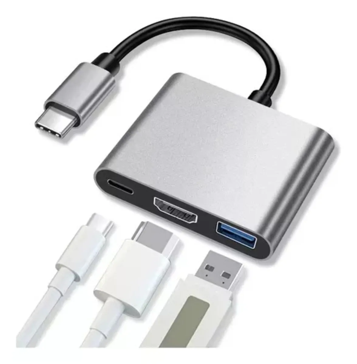 Adaptador 3 Puertos Type C Tipo C Hdmi Usb 3.0 Convertidor