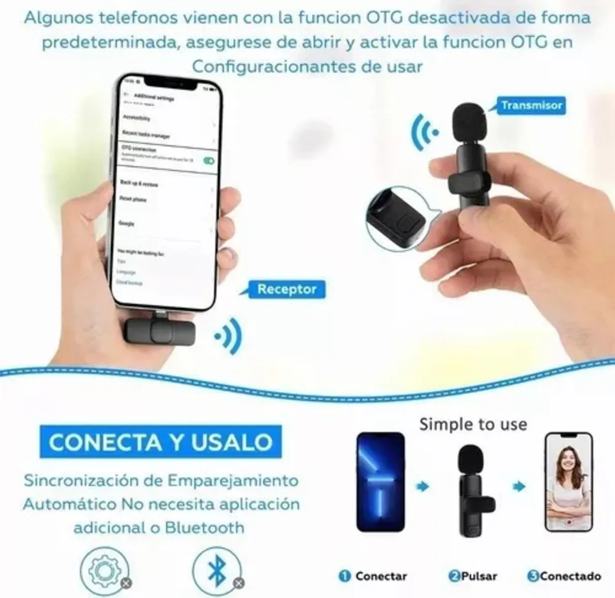 Micrófono Inalámbrico 2 En 1 Tipo C De Solapa Para Android