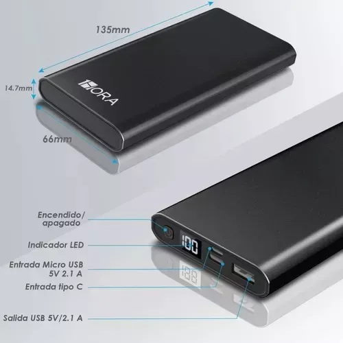 Power Bank Brillo Metálico Batería Portátil 10000mah 2.1a  Gar130