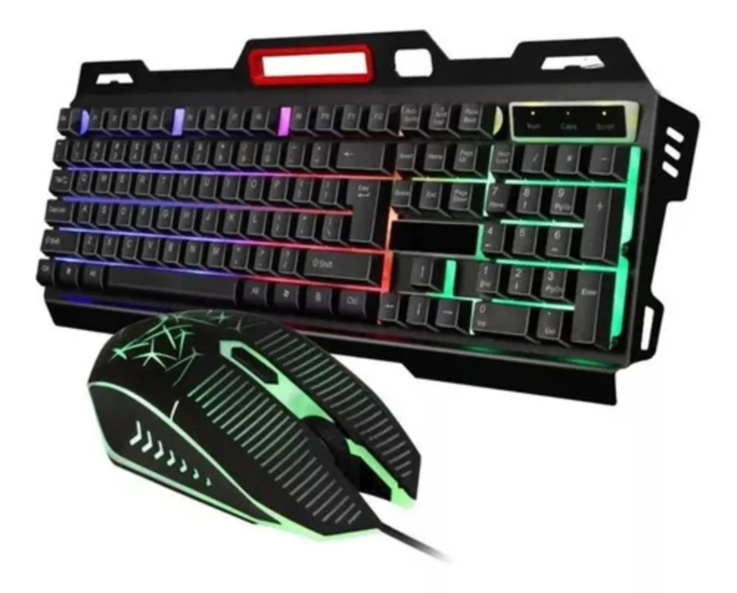 Combo Teclado Metálico Mouse Retroiluminados Usb Luces Rgb