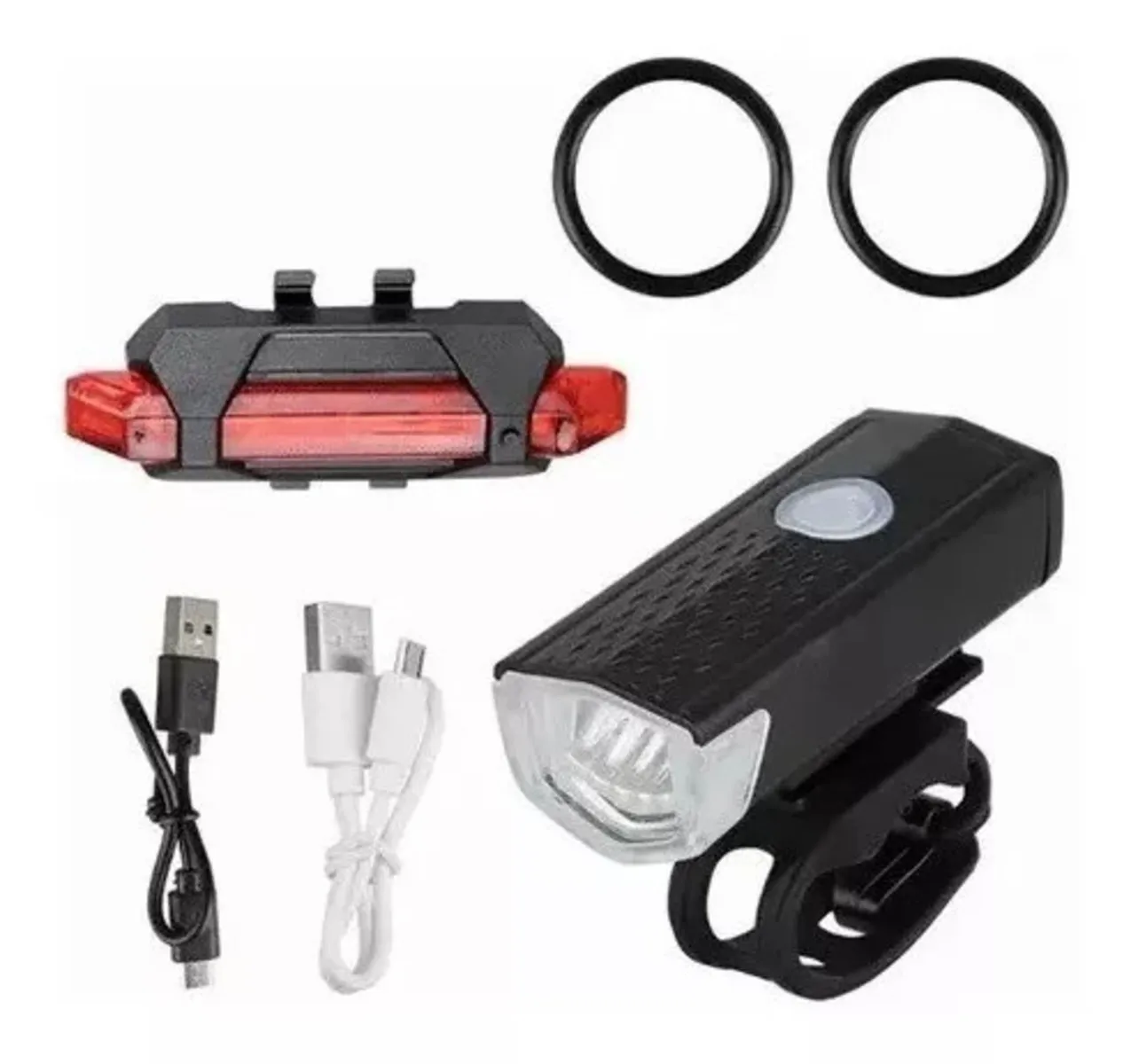 Combo Luces Delantera Y Trasera Bicicleta Recargable Usb