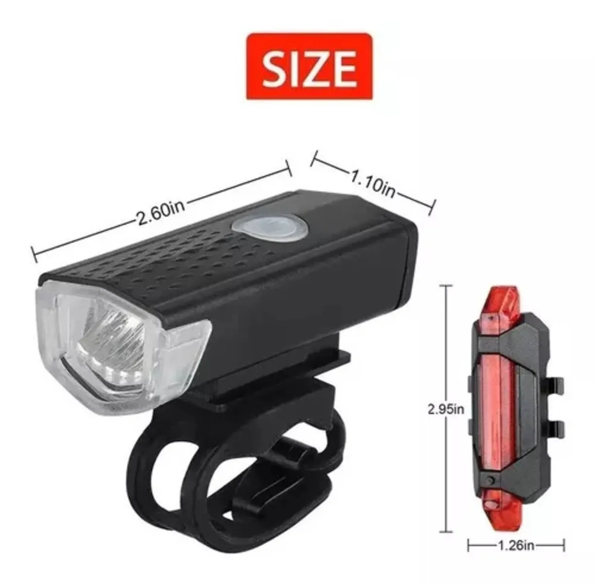 Combo Luces Delantera Y Trasera Bicicleta Recargable Usb