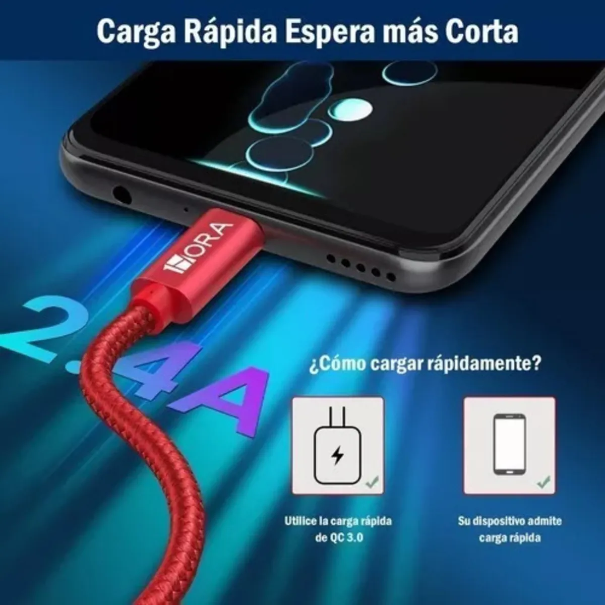 Cable Tipo C Usb Carga Rápida Compatible Con Samsung Xiaomi