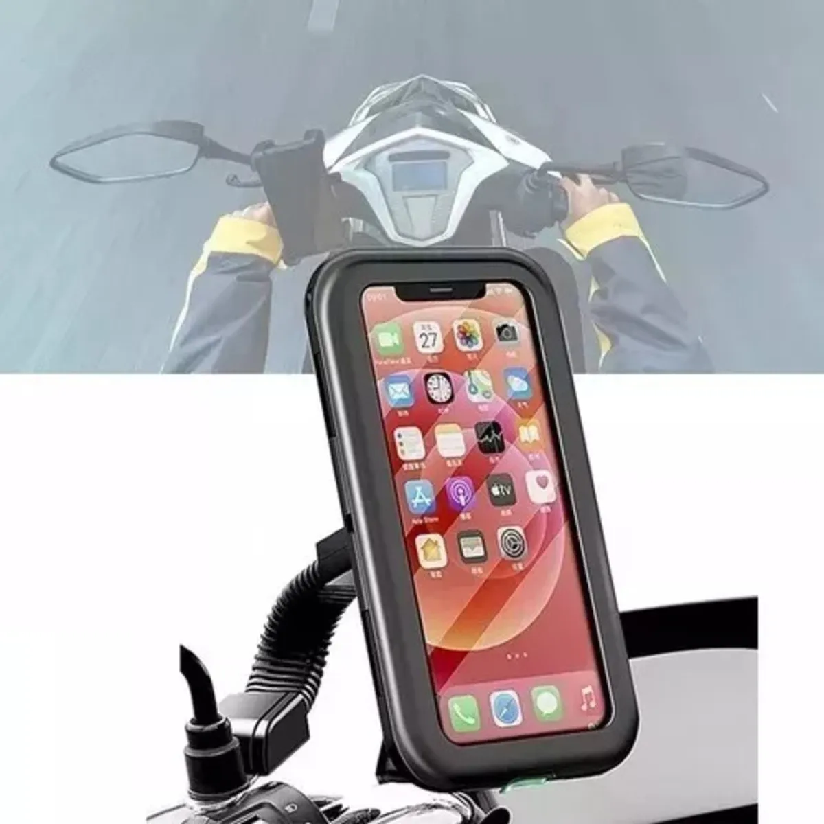 Soporte De Celular Moto Espejo Holder Estuche Impermeable