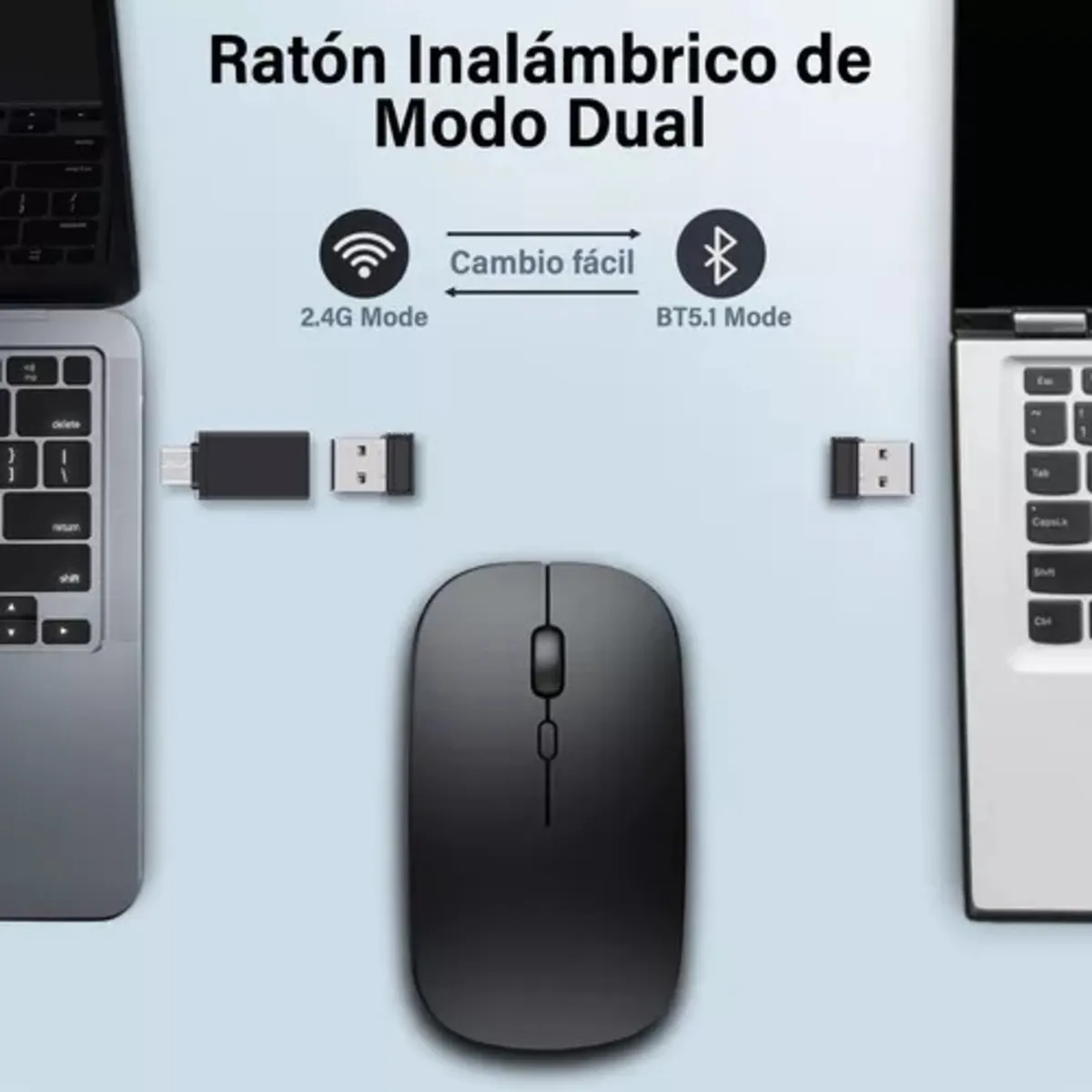 Mouse Inalámbrico Dual Bluetooth Usb Recargable Universal