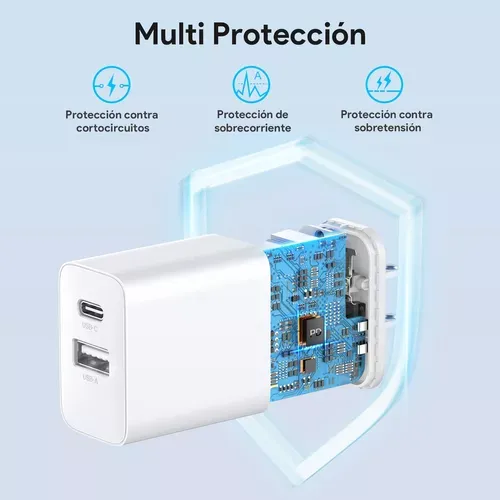 Cargador Cubo Carga Rápida 20w Dual Para Android Y iPhone