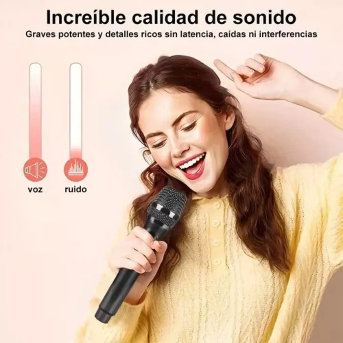 Profesional Micrófono Inalámbrico Karaoke Musicales General Negro