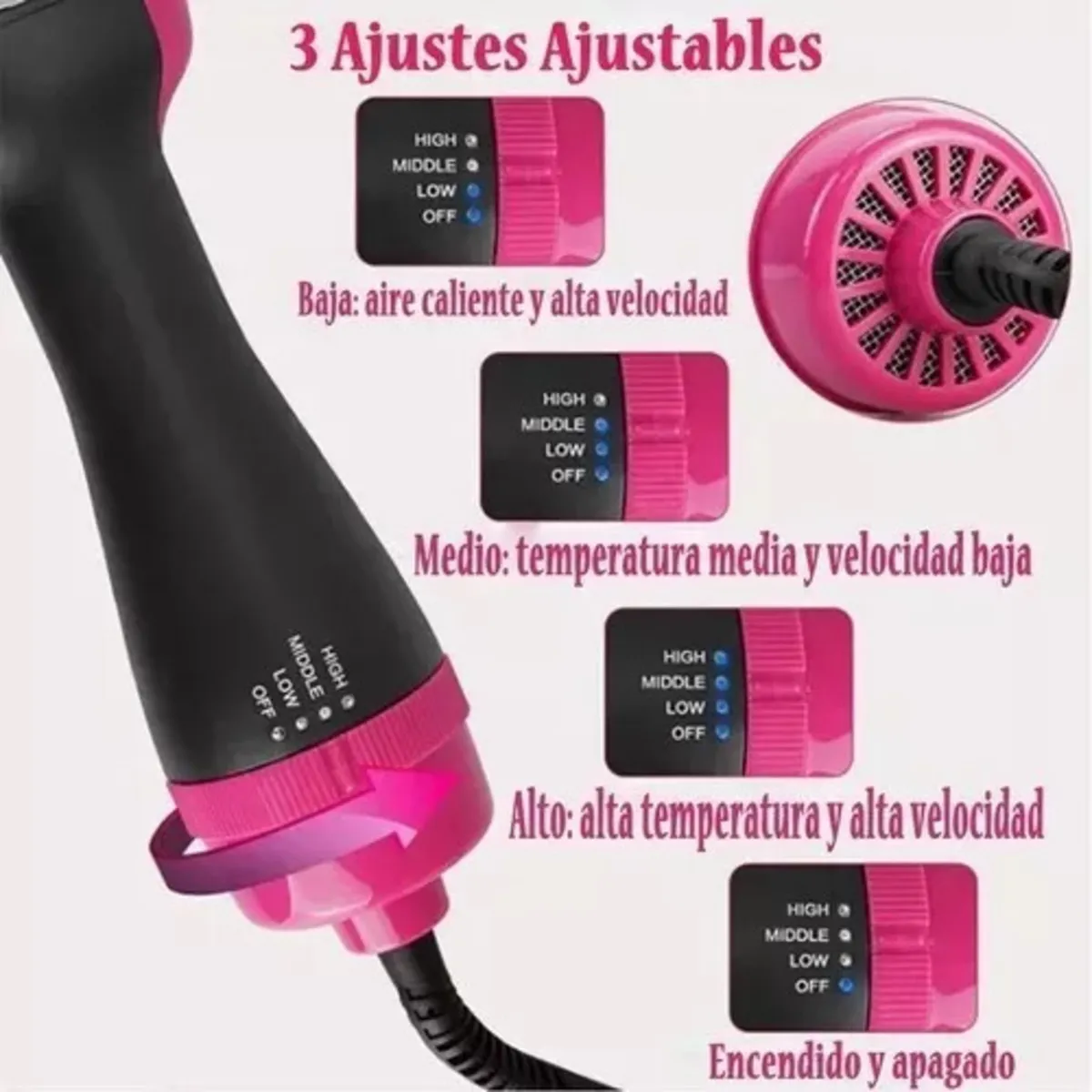 Cepillo Secador 4 En 1 Peine De Aire Caliente Secado One Step