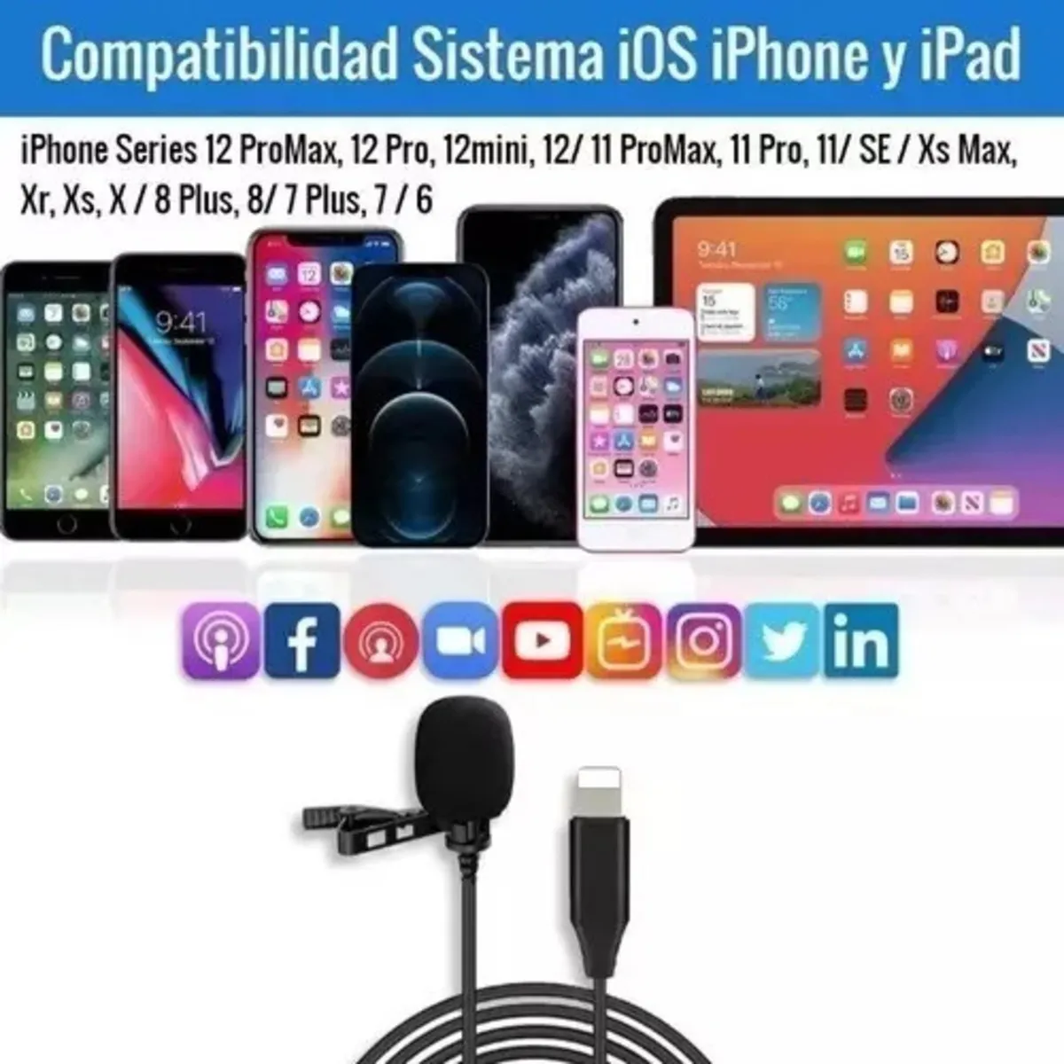 Micrófono De Solapa Lavalier Lightning Para iPhone Y iPad