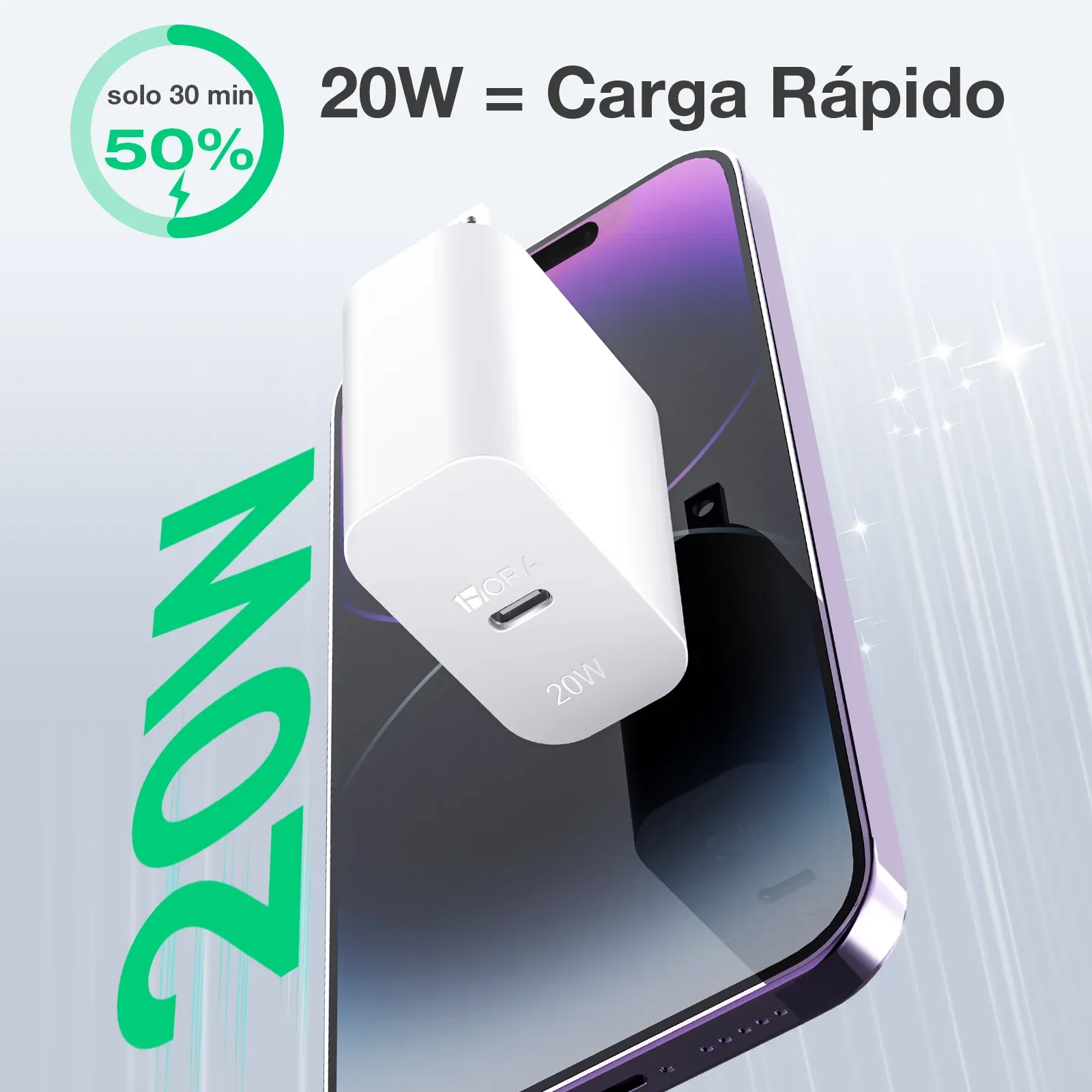 Cargador Tipo C 20w Carga Rápida Compatible Con Samsung iPhone Y Mas