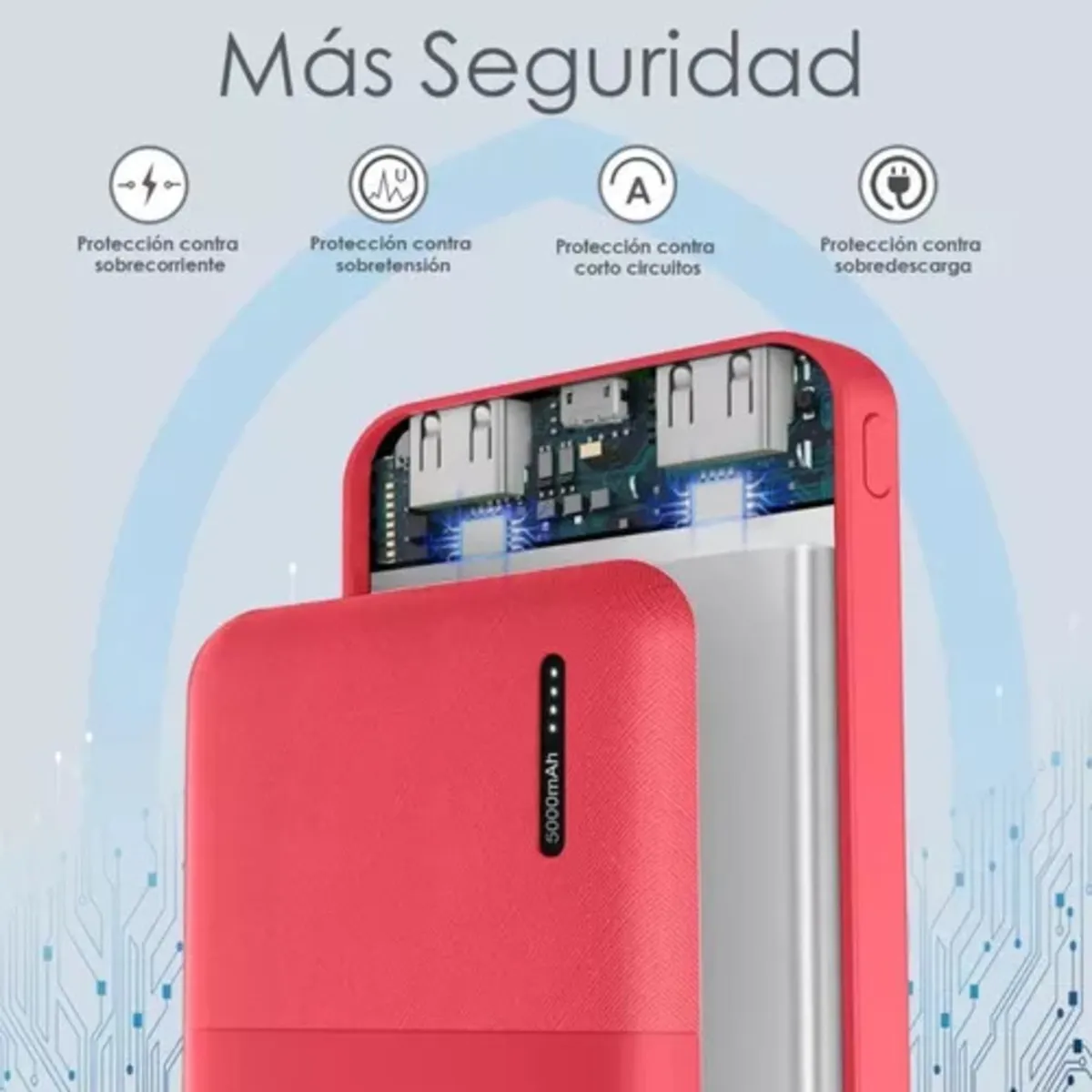 Power Bank Batería Portátil 5000mah Carga Real 2.1a Ultra Compacta Mini 