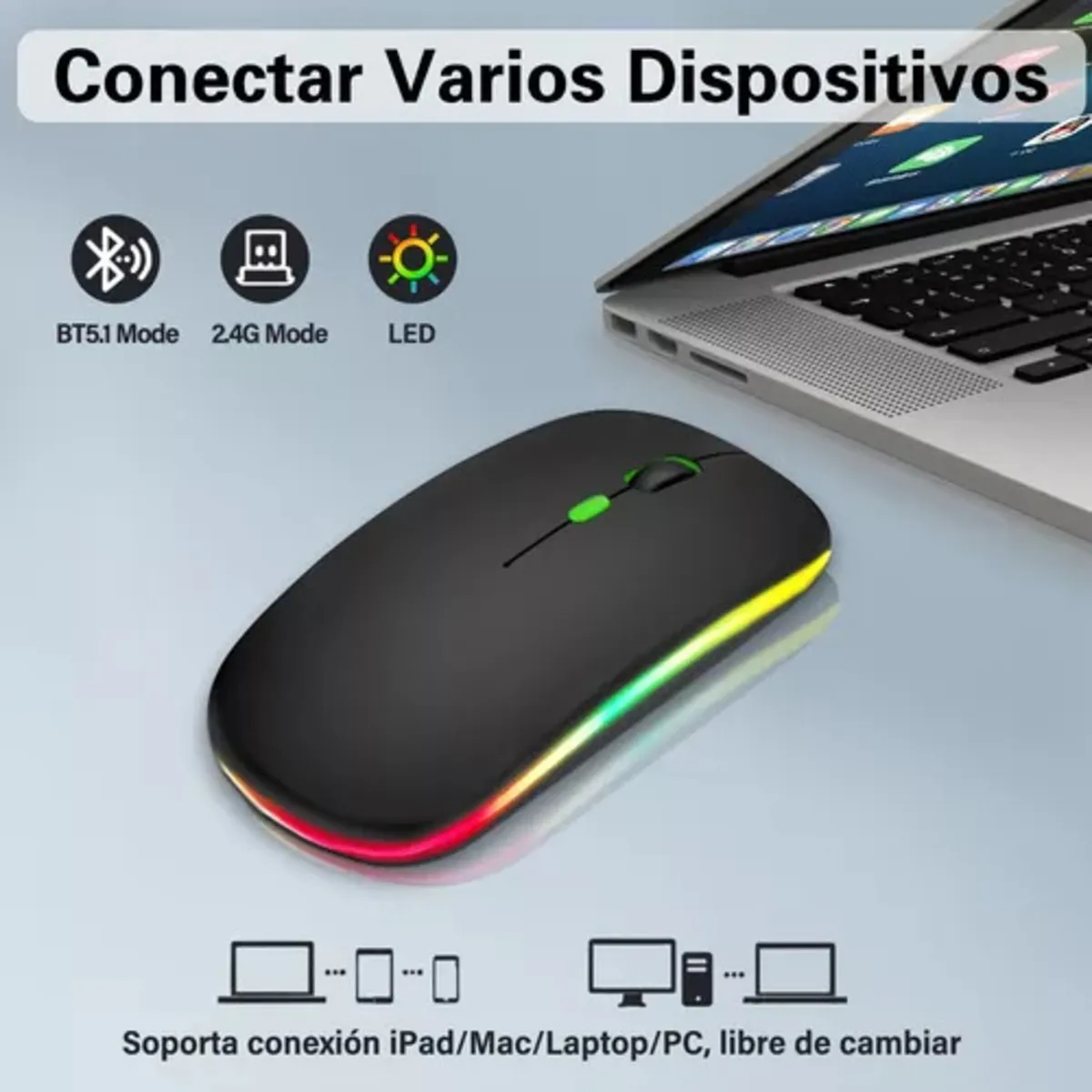 Mouse Inalámbrico Dual Bluetooth Usb Recargable Universal