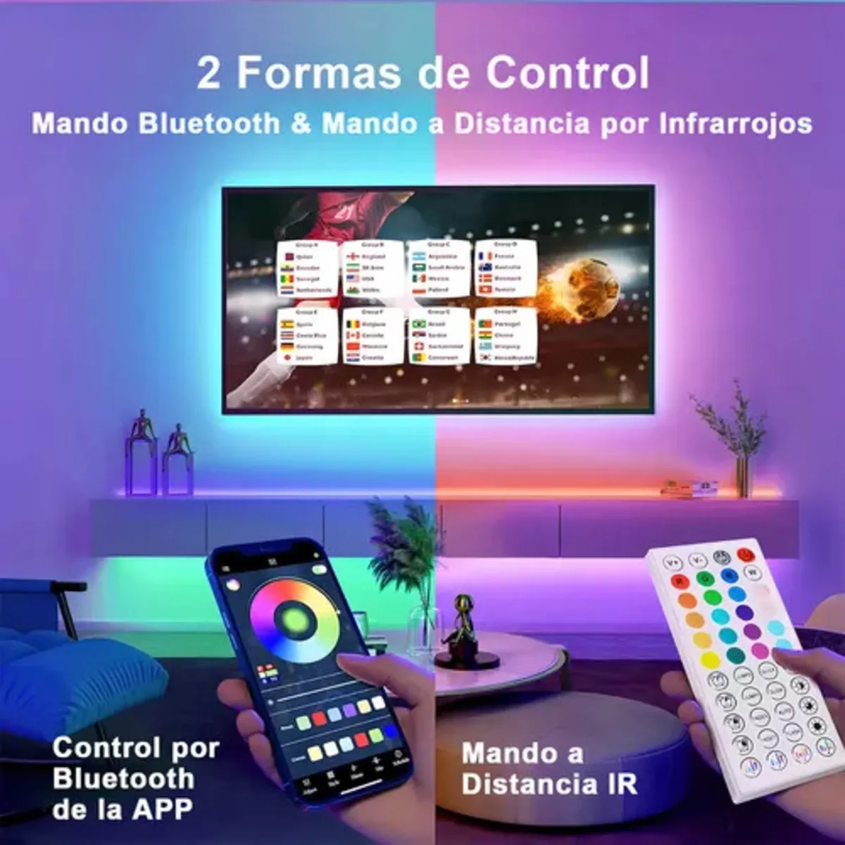 Tira Led Manguera Bluetooth App Silicona Luz Rgb Rítmica Neón + Control 