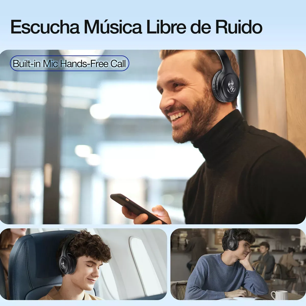 Audífonos Inalámbricos Bluetooth On Ear Headphones 1Hora Compatibles con iPhone, Android y Tabletas - Llamadas Manos Libres Con Micrófono