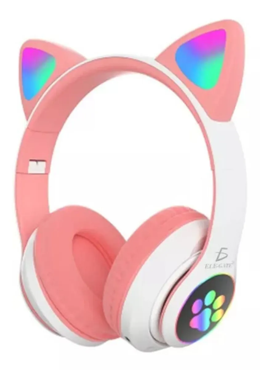 Diadema Gato Auriculares Bluetooth Colorido Led Luminoso