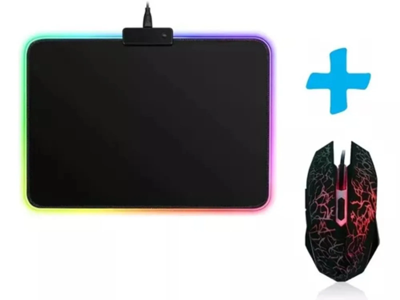 Mouse Pad Gamer Rgb Luces Led 35x25cm + Mouse Gamer