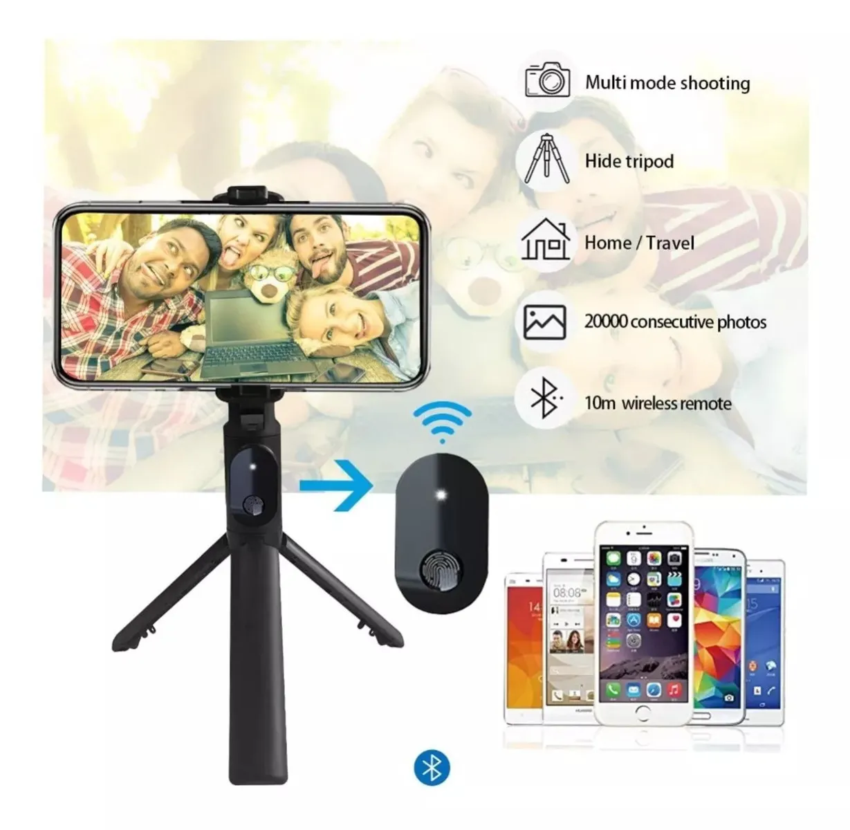 Monopod Tripode Fotografia Celular Led Control Selfie Stick