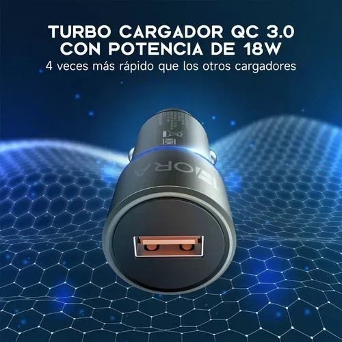 Combo Turbo Cargador Para Auto Qc 3.0 Plug In + Cable Typo-c