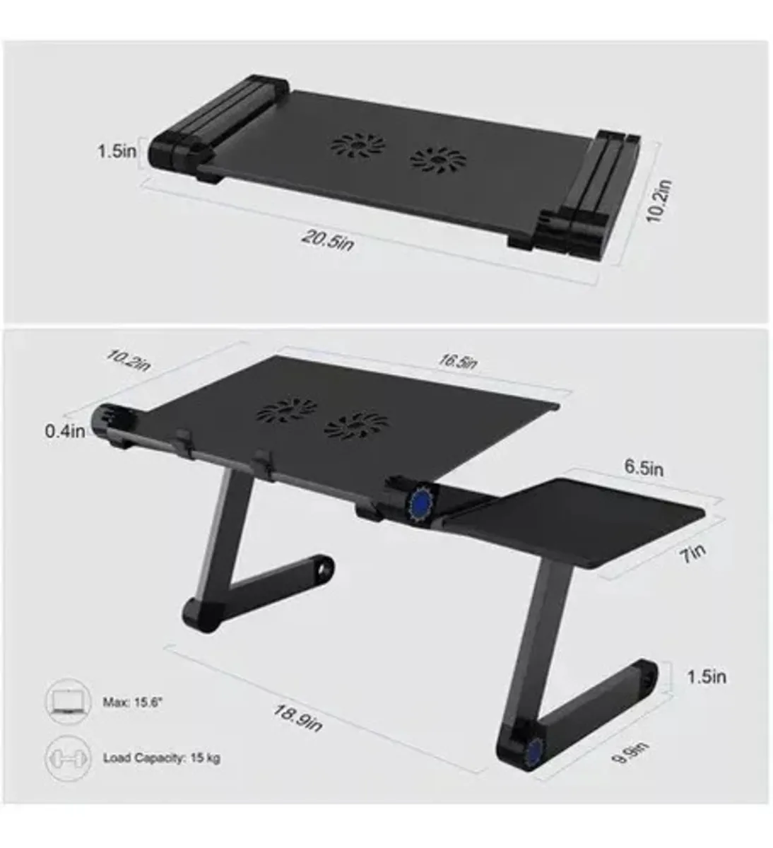 Mesa Portátil Plegable Ajustable Laptop Con 2 Ventiladores