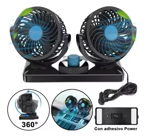 Ventilador Dual Para Carro Auto Interior 360° 2 Velocidades