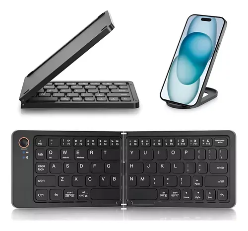 Teclado Inalámbrico Plegable Bluetooth Recargable + Soporte