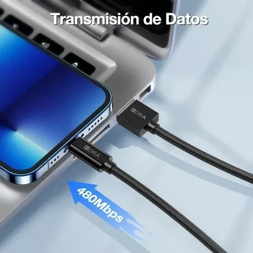 Cable Carga Rápida Usb Compatible Con iPhone Lightning 1hora