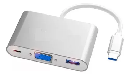 Adaptador Convertidor 3 En 1 Tipo C 3.0 A Tipo C Vga Y Usb