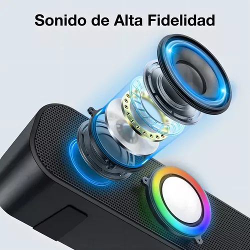 Parlante Barra Para Pc Inalámbrica Con Luces Rgb Altavoz Portátil