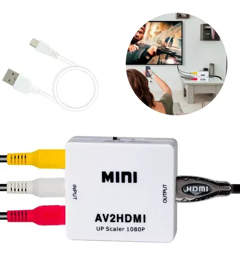 Convertidor Adaptador Hdmi A Rca 1080p Tv Audio Y Video