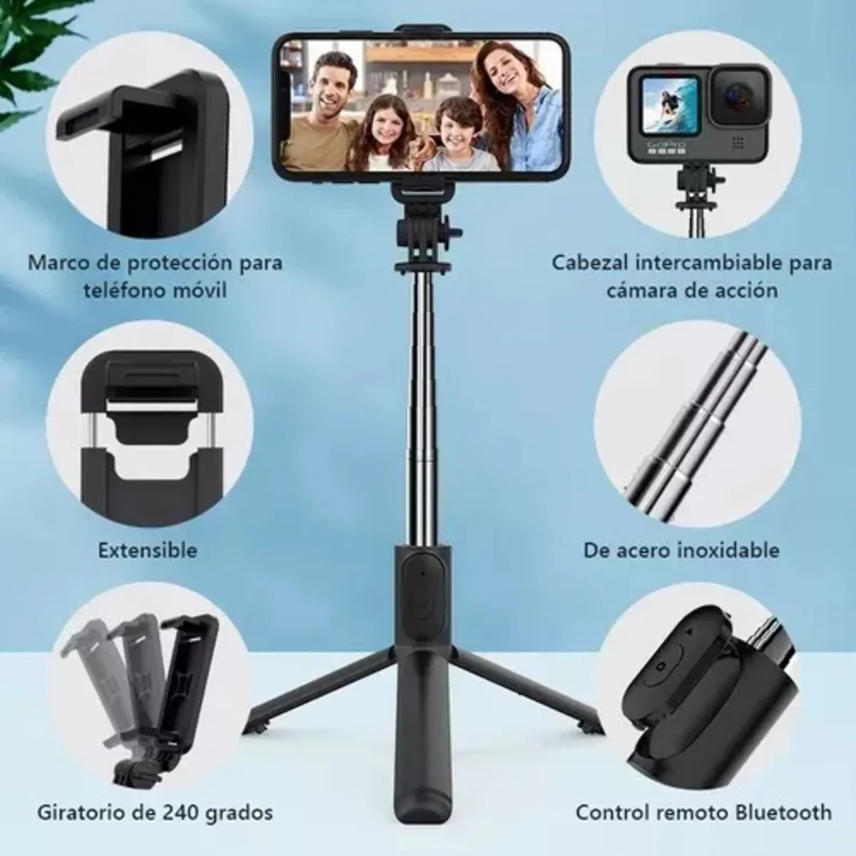 Tripode Selfie Stick Para Fotografía Celular Bt Con Control