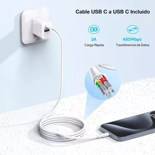 Cargador Turbo 20w Dual Carga Rápida Con Cable Para iPhone